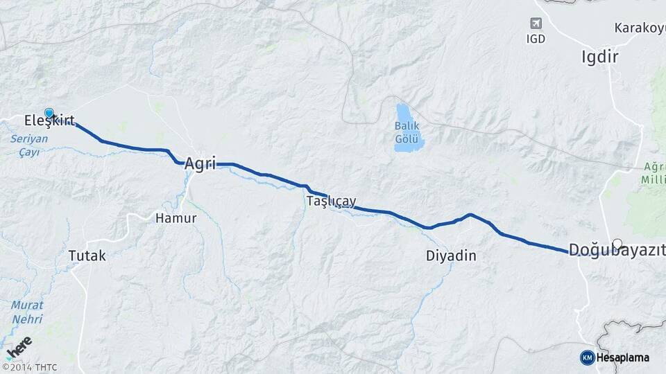 Ağrı Eleşkirt Doğubayazıt Arası Kaç Km - Yol Haritası
