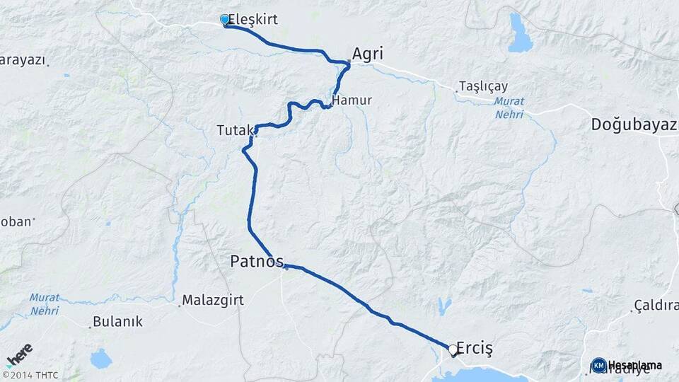 Ağrı Eleşkirt Erciş Van Arası Kaç Km - Yol Haritası