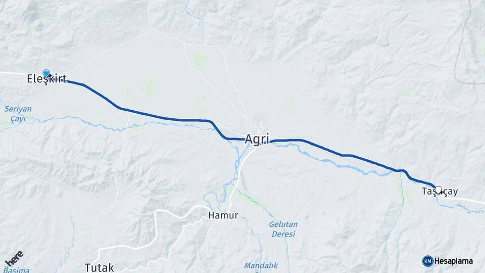 Ağrı Eleşkirt Taşlıçay Arası Kaç Km - Yol Haritası
