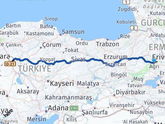 Ağrı Gölbaşı Ankara Arası Kaç Km - Yol Haritası