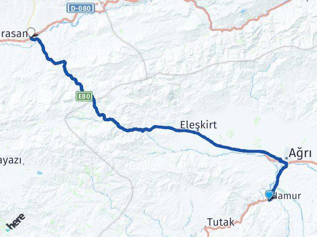 Ağrı Hamur Horasan Erzurum Arası Kaç Km - Yol Haritası