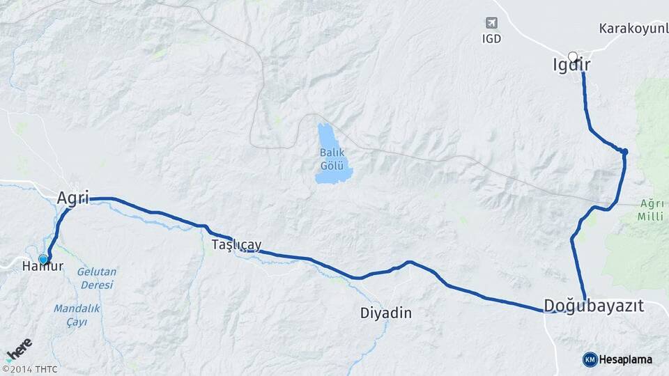 Ağrı Hamur Iğdır Arası Kaç Km - Yol Haritası