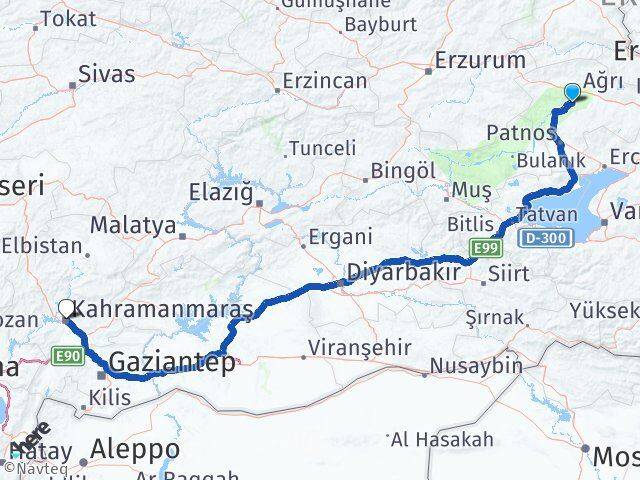Ağrı Hamur Kahramanmaraş Arası Kaç Km - Yol Haritası