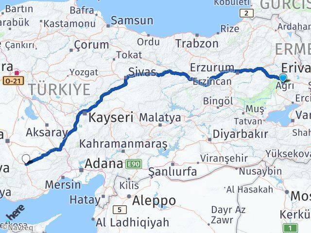 Ağrı Hamur Karaman Arası Kaç Km - Yol Haritası