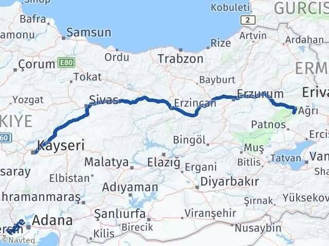 Ağrı Hamur Kayseri Arası Kaç Km - Yol Haritası