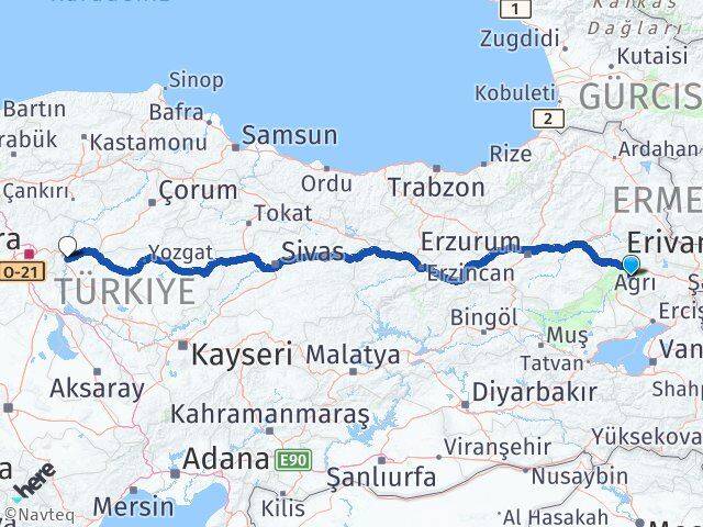 Ağrı Hamur Kırıkkale Arası Kaç Km - Yol Haritası