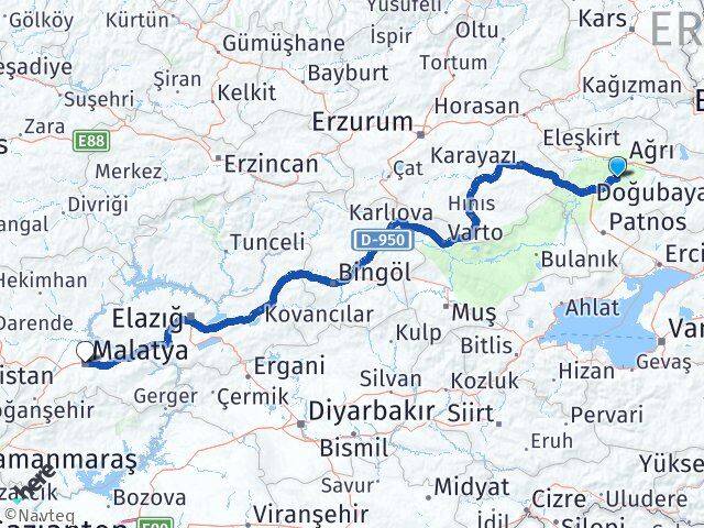 Ağrı Hamur Malatya Arası Kaç Km - Yol Haritası