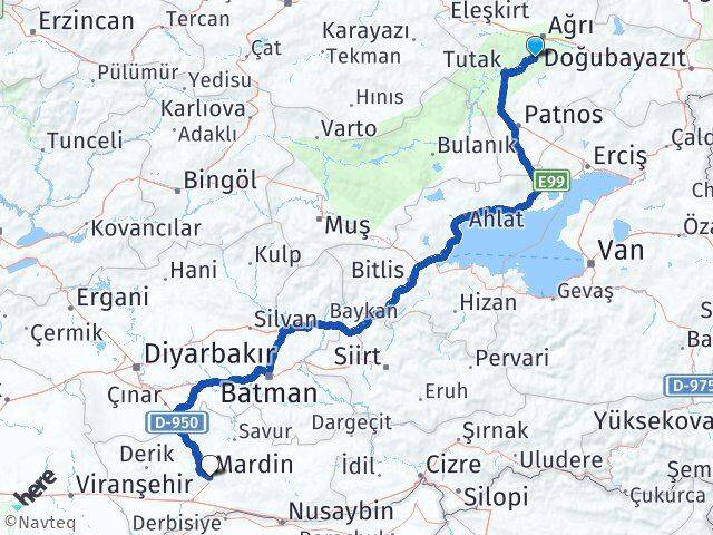 Ağrı Hamur Mardin Arası Kaç Km - Yol Haritası