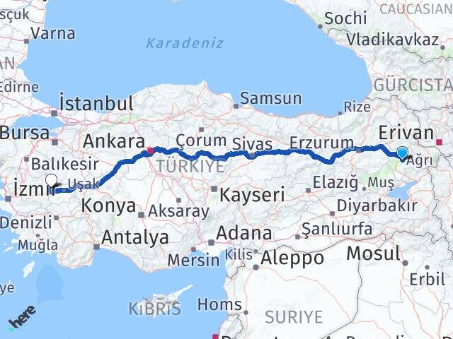 Ağrı Hamur Selendi Manisa Arası Kaç Km - Yol Haritası