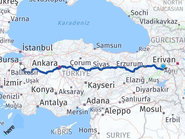 Ağrı Harmancık Bursa Arası Kaç Km - Yol Haritası
