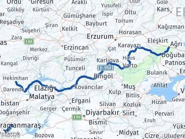 Ağrı Hekimhan Malatya Arası Kaç Km - Yol Haritası