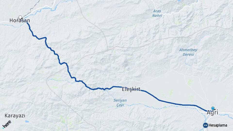 Ağrı Horasan Erzurum Arası Kaç Km - Yol Haritası