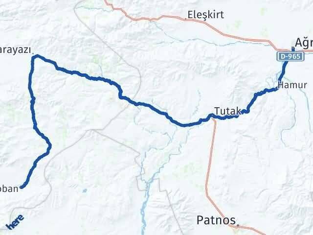 Ağrı Karaçoban Erzurum Arası Kaç Km - Yol Haritası