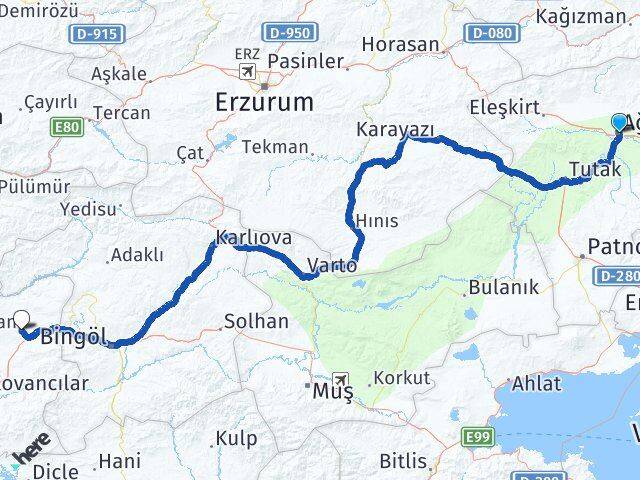 Ağrı Karakoçan Elazığ Arası Kaç Km - Yol Haritası