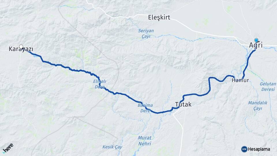 Ağrı Karayazı Erzurum Arası Kaç Km - Yol Haritası