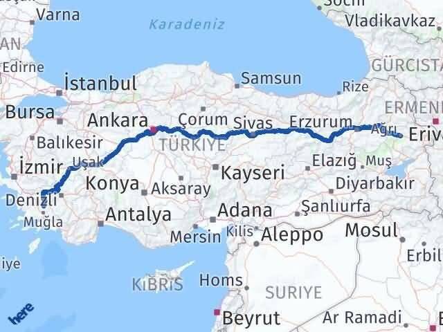 Ağrı Kavaklıdere Muğla Arası Kaç Km - Yol Haritası