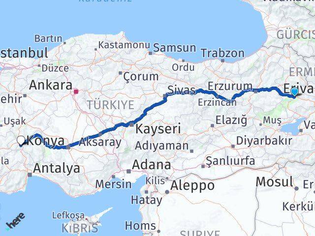 Ağrı Keçiborlu Isparta Arası Kaç Km - Yol Haritası