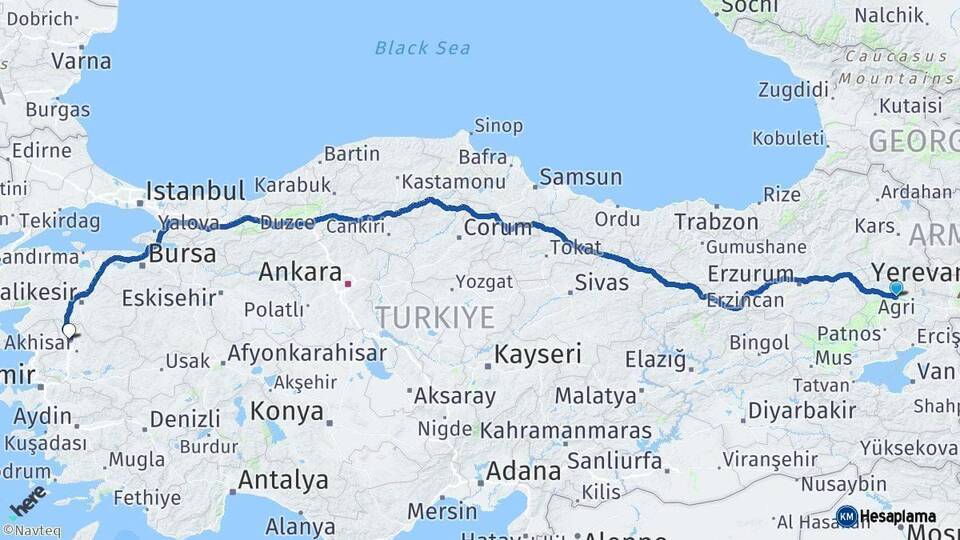 Ağrı Kırkağaç Manisa Arası Kaç Km - Yol Haritası