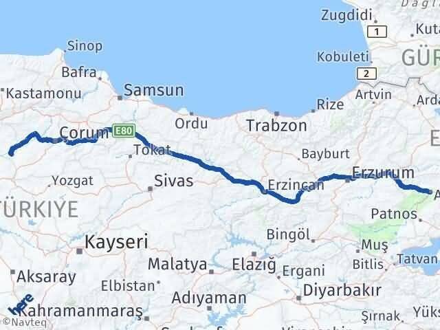 Ağrı Kızılırmak Çankırı Arası Kaç Km - Yol Haritası