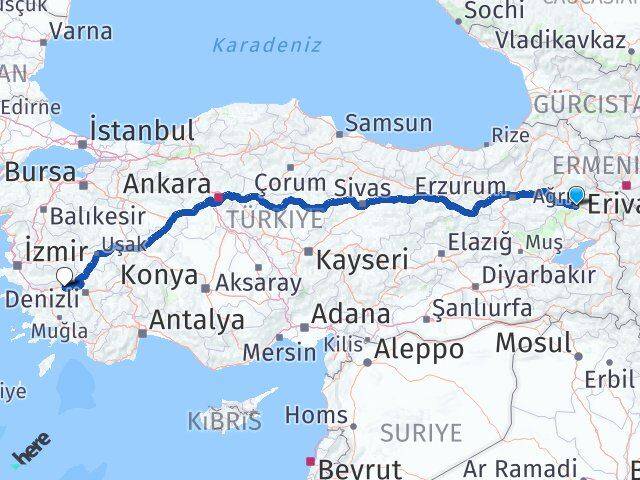 Ağrı Kuyucak Aydın Arası Kaç Km - Yol Haritası