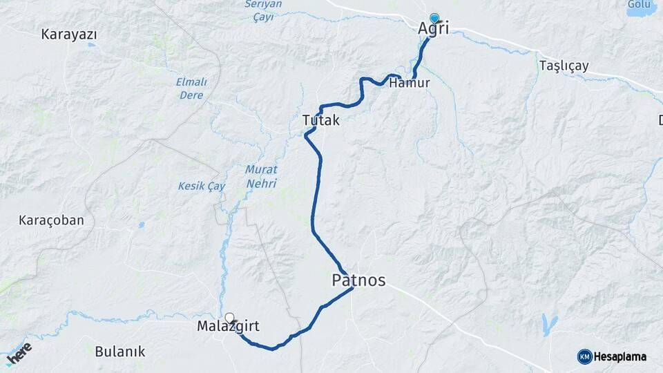 Ağrı Malazgirt Muş Arası Kaç Km - Yol Haritası
