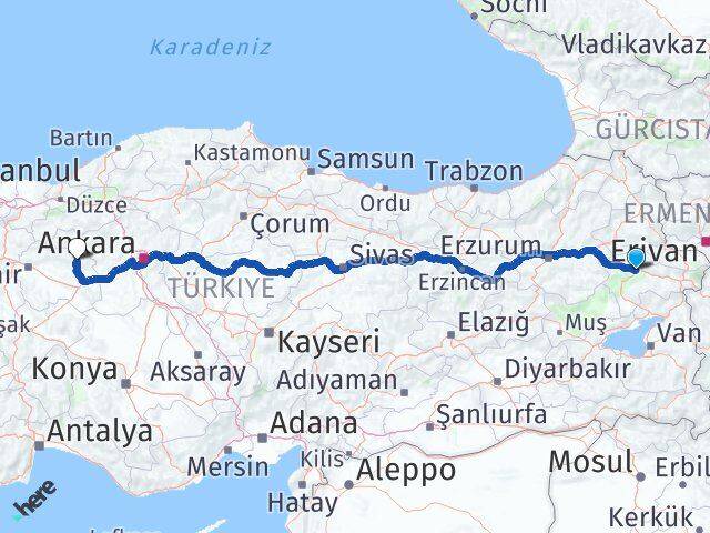 Ağrı Mihalıççık Eskişehir Arası Kaç Km - Yol Haritası