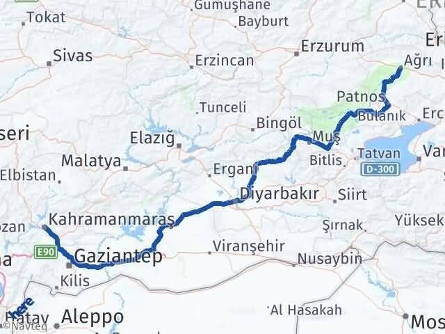 Ağrı Onikişubat Kahramanmaraş Arası Kaç Km - Yol Haritası