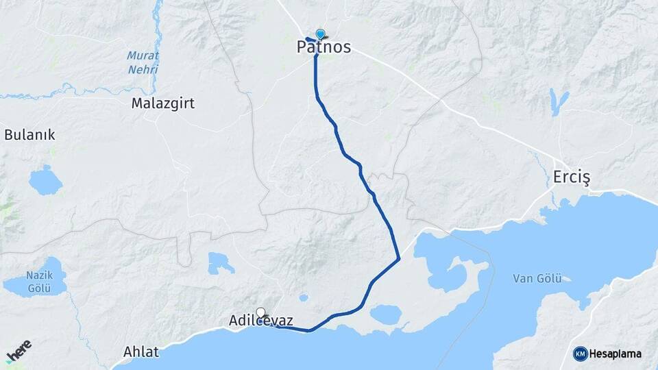 Ağrı Patnos Adilcevaz Bitlis Arası Kaç Km - Yol Haritası