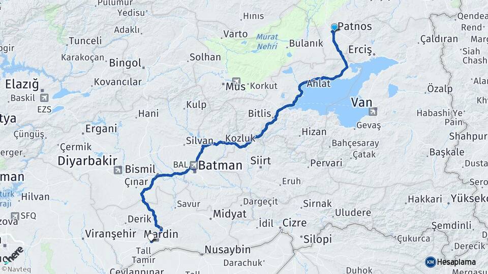 Ağrı Patnos Kızıltepe Mardin Arası Kaç Km - Yol Haritası