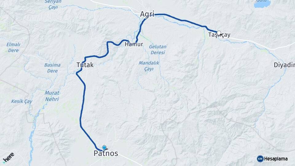 Ağrı Patnos Taşlıçay Arası Kaç Km - Yol Haritası