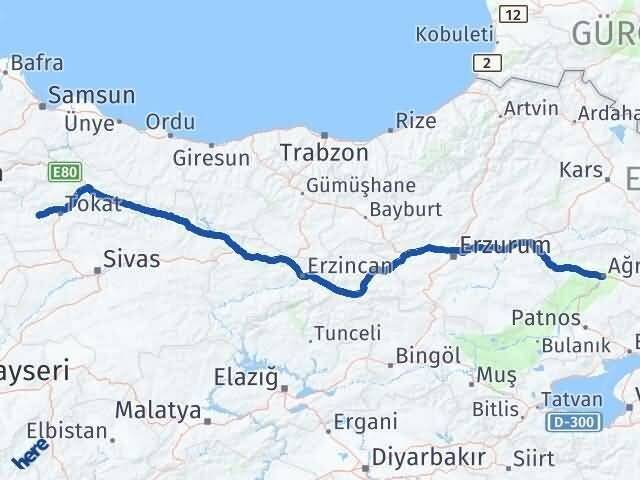 Ağrı Pazar Tokat Arası Kaç Km - Yol Haritası