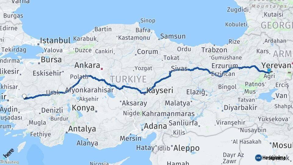 Ağrı Salihli Manisa Arası Kaç Km - Yol Haritası