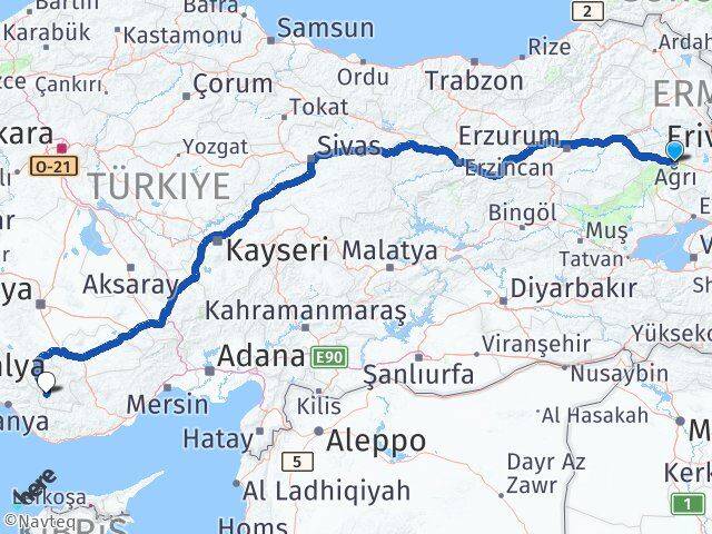 Ağrı Sarıveliler Karaman Arası Kaç Km - Yol Haritası