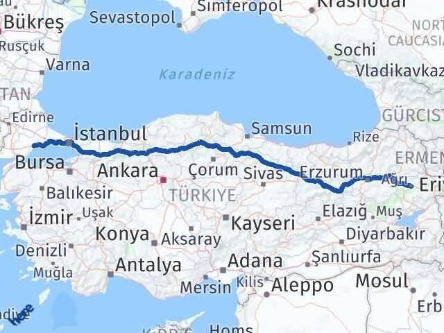 Ağrı Süleymanpaşa Tekirdağ Arası Kaç Km - Yol Haritası