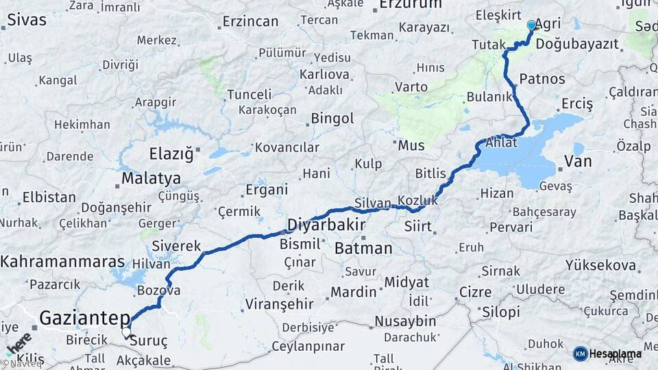 Ağrı Suruç Şanlıurfa Arası Kaç Km - Yol Haritası