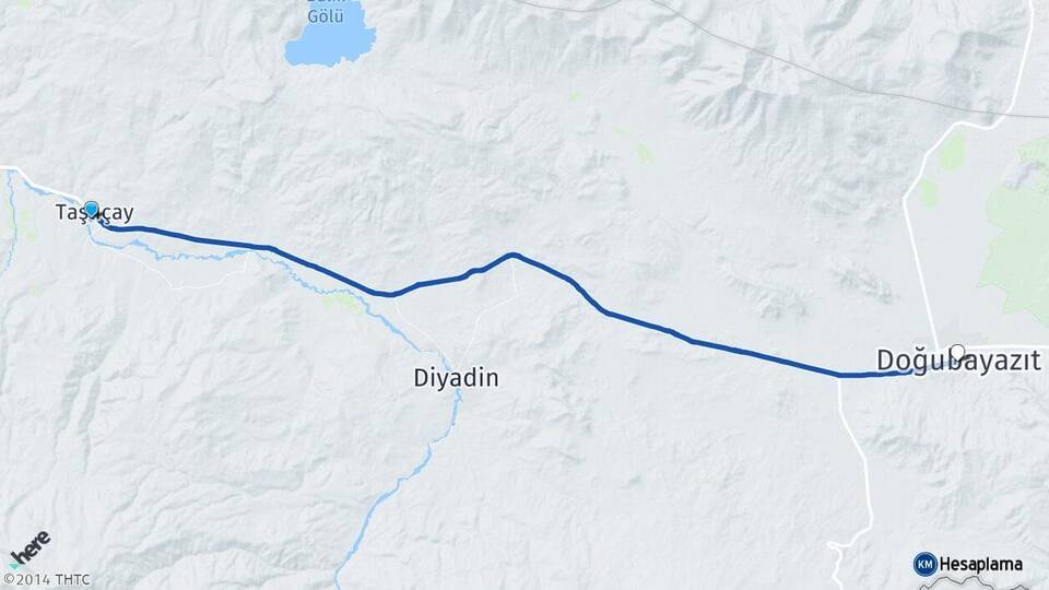 Ağrı Taşlıçay Doğubayazıt Arası Kaç Km - Yol Haritası