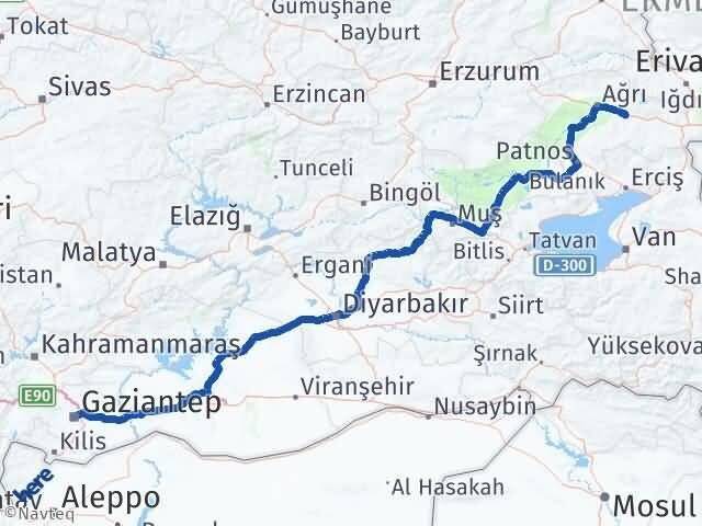 Ağrı Taşlıçay Gaziantep Arası Kaç Km - Yol Haritası
