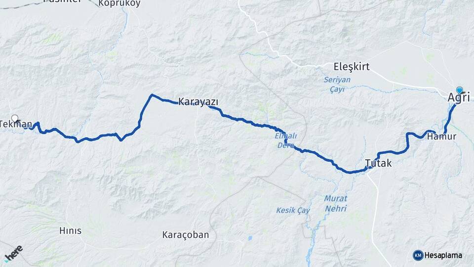 Ağrı Tekman Erzurum Arası Kaç Km - Yol Haritası