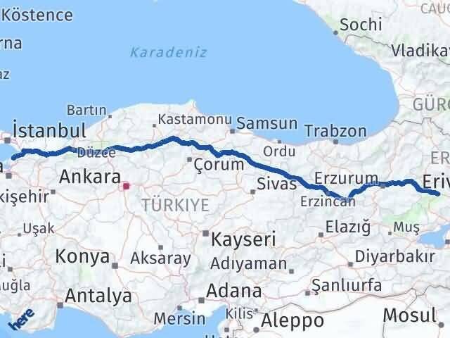 Ağrı Termal Yalova Arası Kaç Km - Yol Haritası