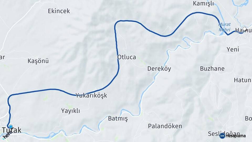 Ağrı Tutak Hamur Arası Kaç Km - Yol Haritası