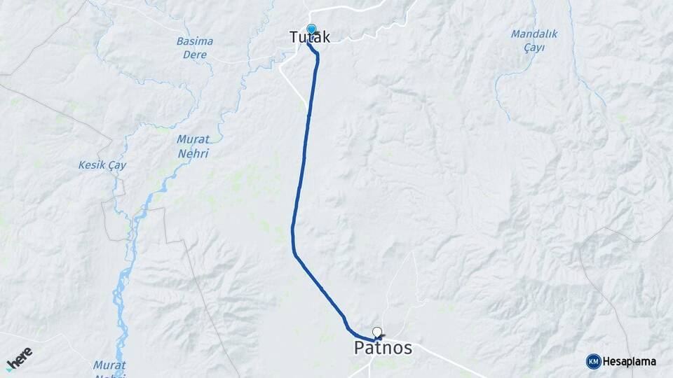 Ağrı Tutak Patnos Arası Kaç Km - Yol Haritası
