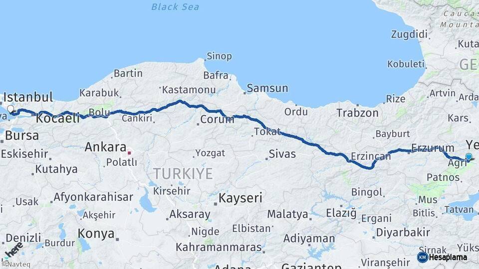 Ağrı Tuzla İstanbul Arası Kaç Km - Yol Haritası