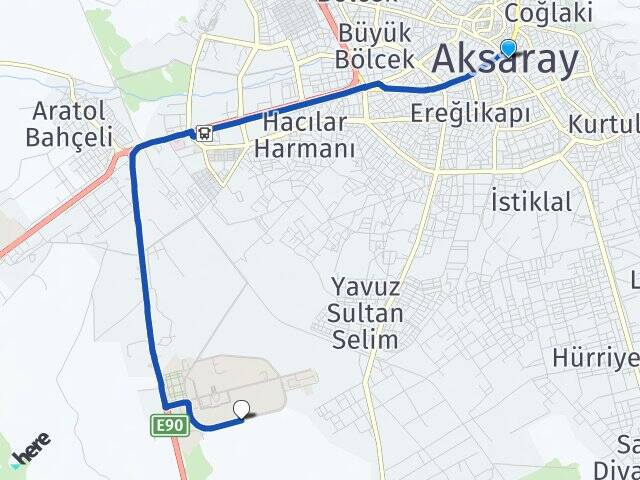 Aksaray Aksaray Üniversitesi Arası Kaç Km - Yol Haritası
