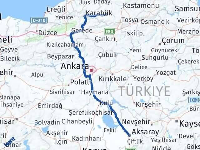 Aksaray Araç Kastamonu Arası Kaç Km - Yol Haritası