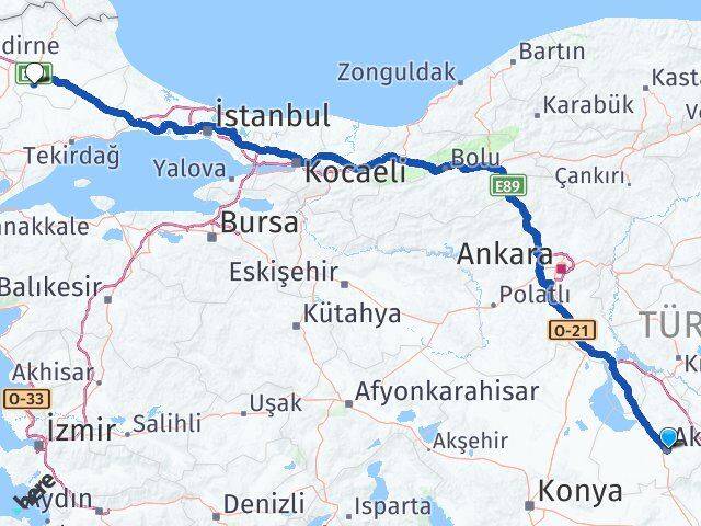 Aksaray Babaeski Kırklareli Arası Kaç Km - Yol Haritası