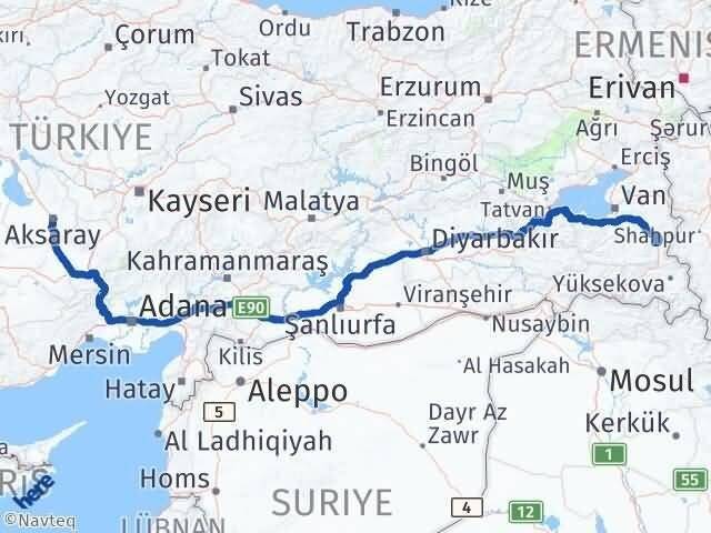 Aksaray Başkale Van Arası Kaç Km - Yol Haritası