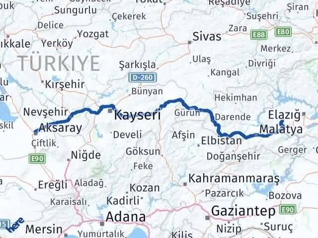 Aksaray Baskil Elazığ Arası Kaç Km - Yol Haritası