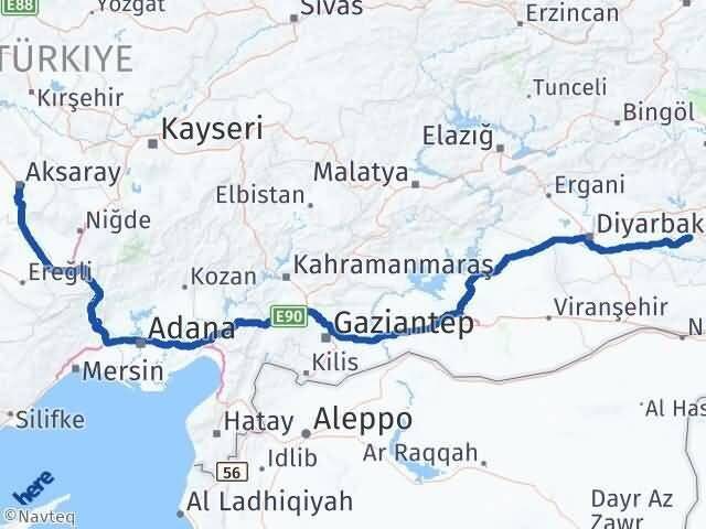 Aksaray Beşiri Batman Arası Kaç Km - Yol Haritası