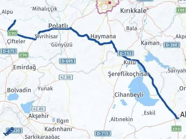 Aksaray Beylikova Eskişehir Arası Kaç Km - Yol Haritası