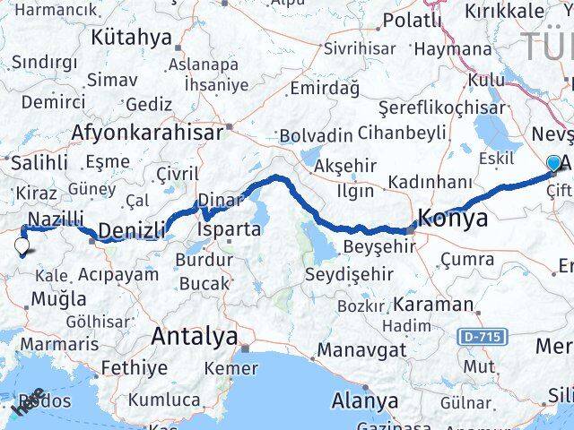Aksaray Bozdoğan Aydın Arası Kaç Km - Yol Haritası